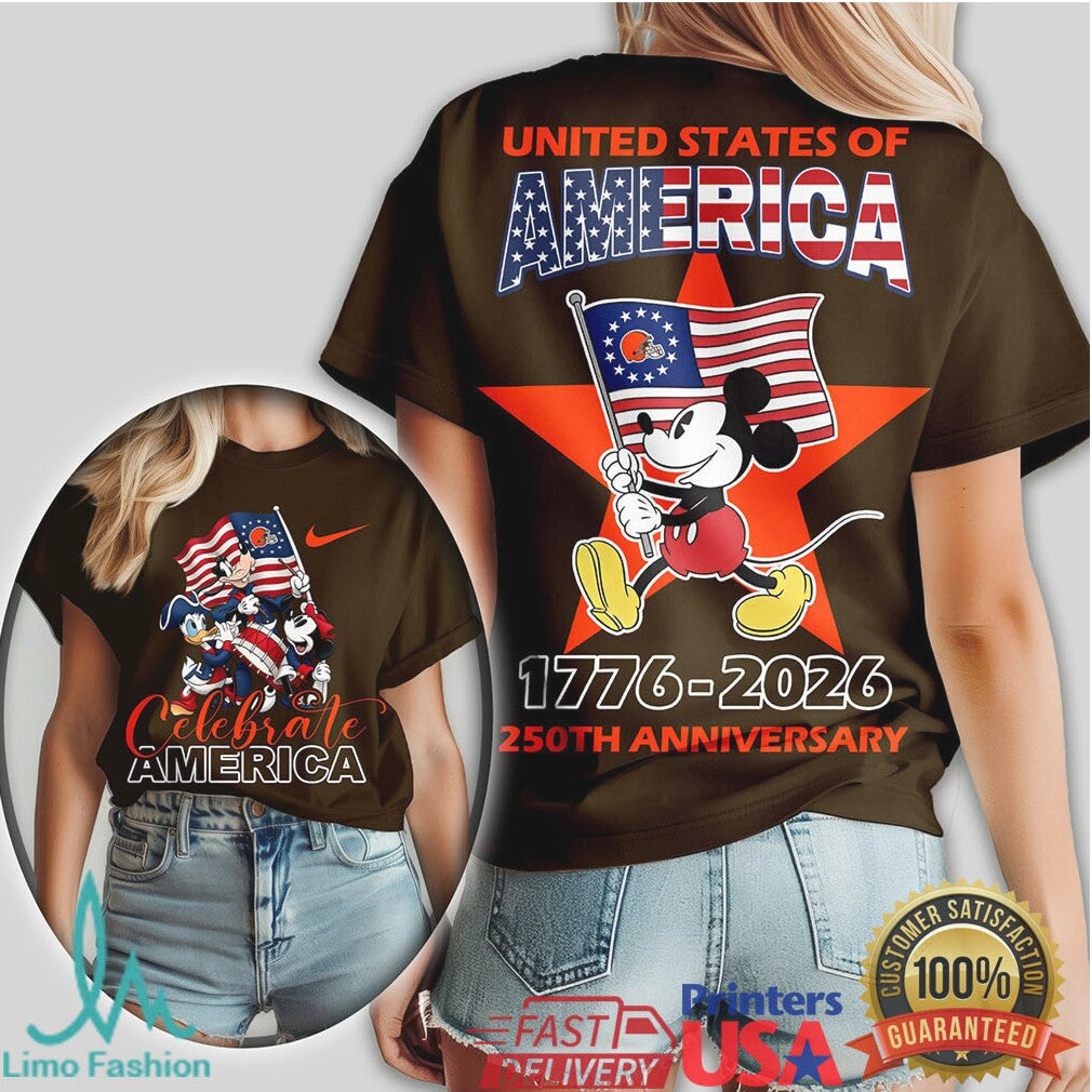 Mickey Mouse Cleveland Browns Celebrate America 250th Anniversary T Shirt - Limotees LLC