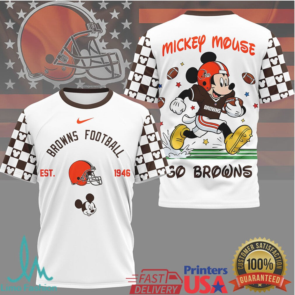 Mickey Mouse Cleveland Browns Football Est 1946 Retro Style T Shirt