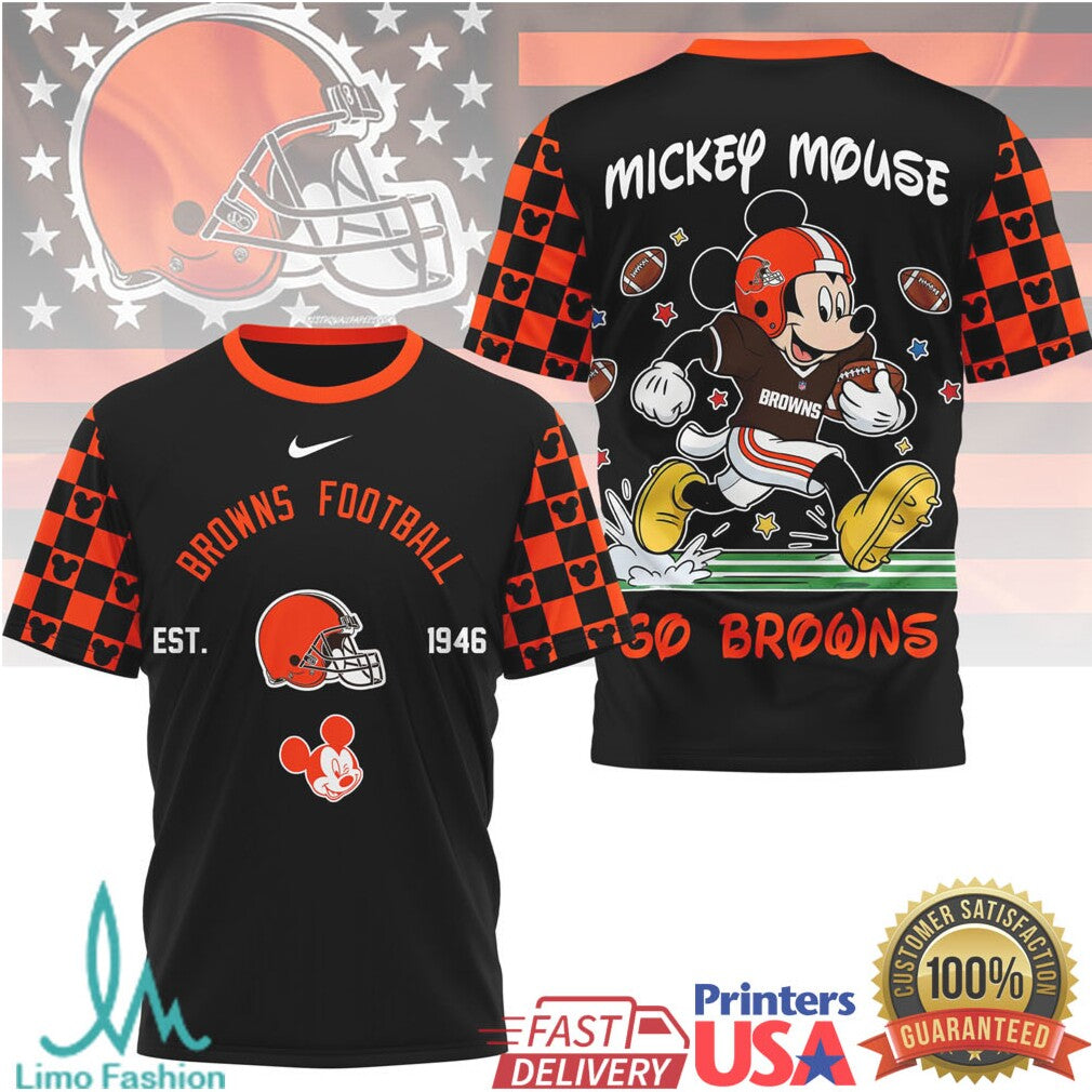 Mickey Mouse Cleveland Browns Football Est 1946 Retro Style T Shirt