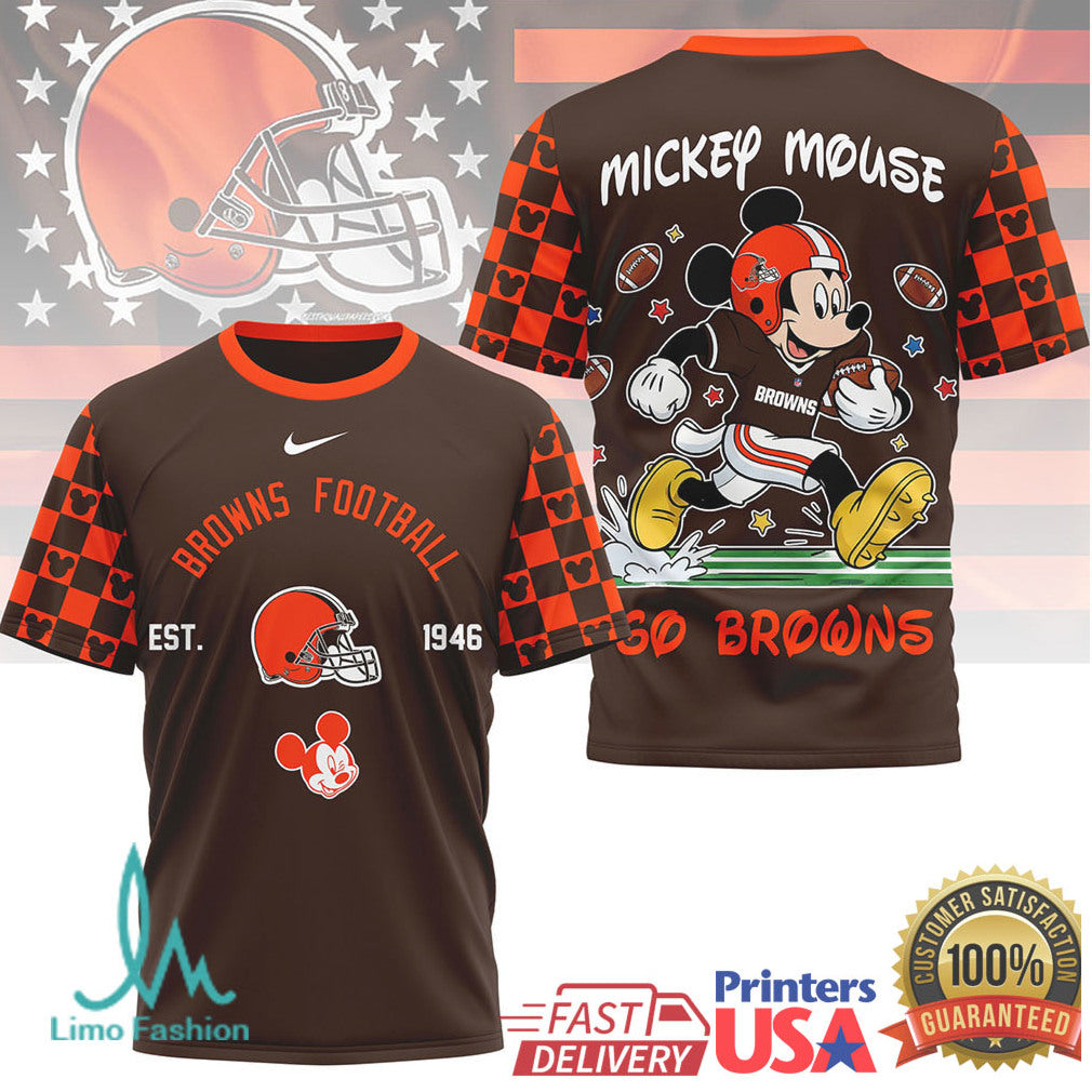 Mickey Mouse Cleveland Browns Football Est 1946 Retro Style T Shirt