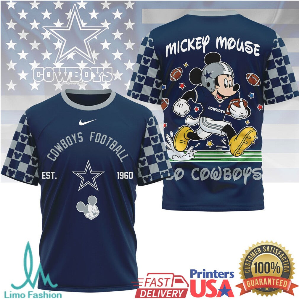 Mickey Mouse Dallas Cowboys Football Est 1960 Graphic T Shirt - Limotees LLC