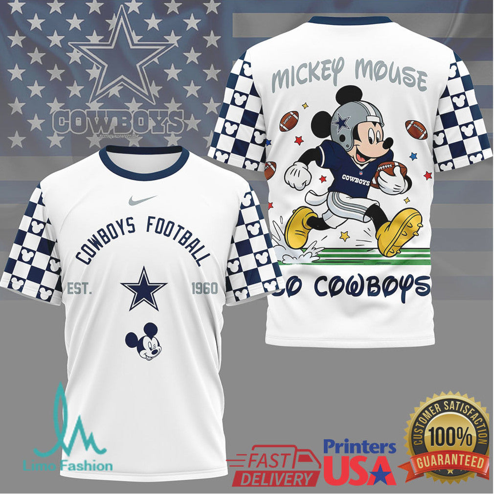 Mickey Mouse Dallas Cowboys Football Est 1960 Navy & White T Shirt - Limotees LLC
