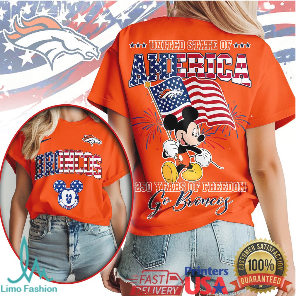 Mickey Mouse Denver Broncos 250 Years Of Freedom Patriotic USA T Shirt - Limotees LLC