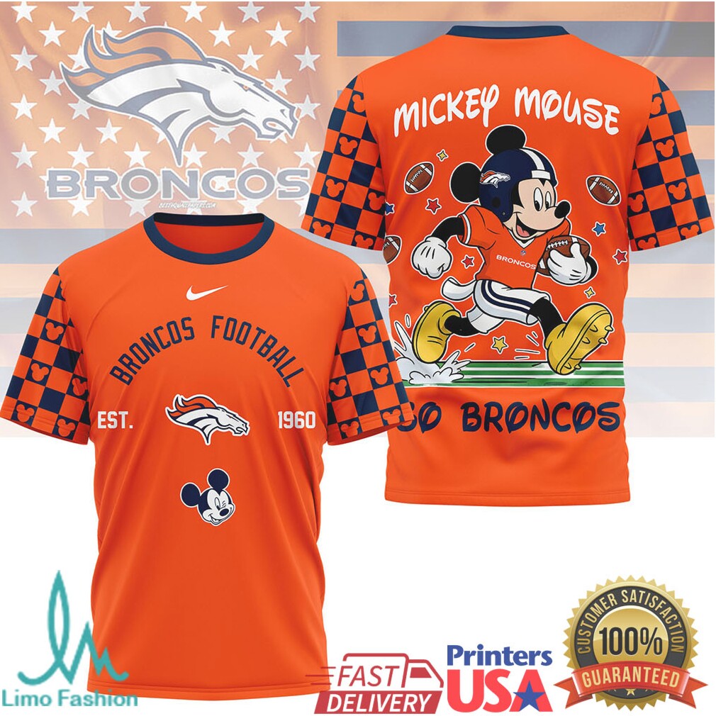 Mickey Mouse Denver Broncos Football Est 1960 Custom Jersey T Shirt - Limotees LLC