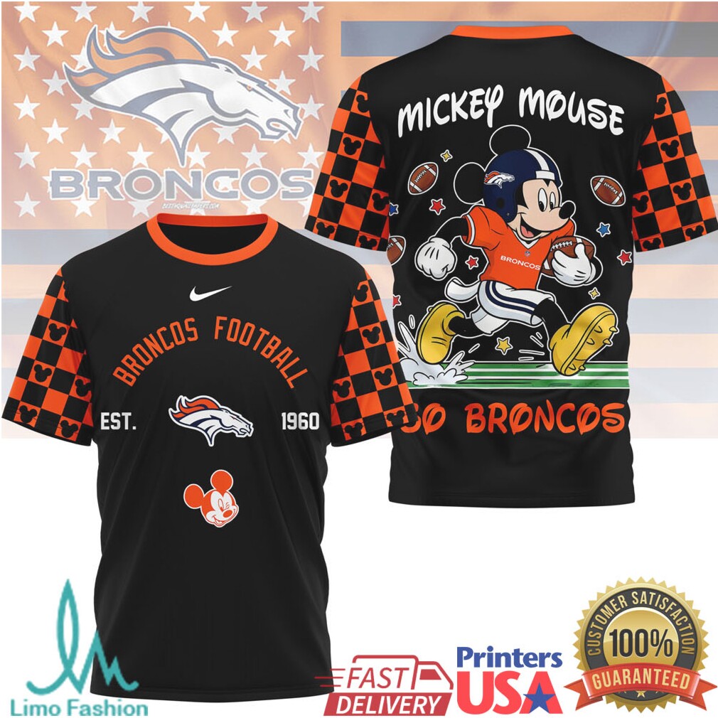 Mickey Mouse Denver Broncos Football Est 1960 Custom Jersey T Shirt - Limotees LLC