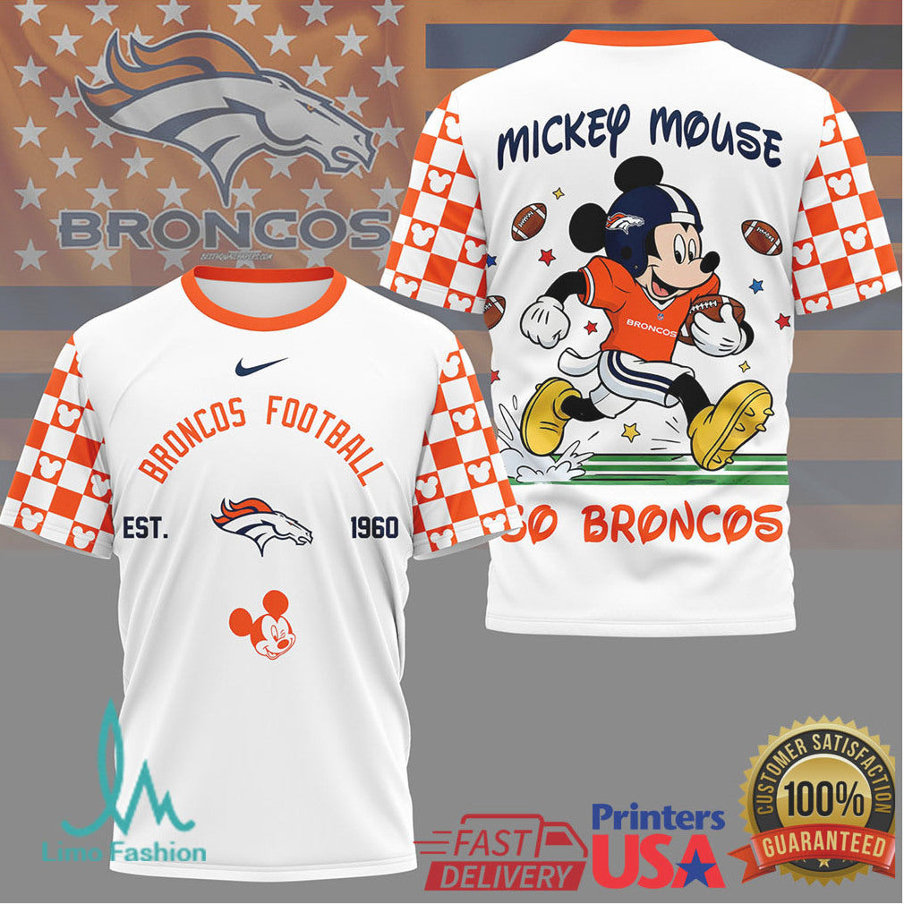 Mickey Mouse Denver Broncos Football Fan Apparel Gear T Shirt - Limotees LLC