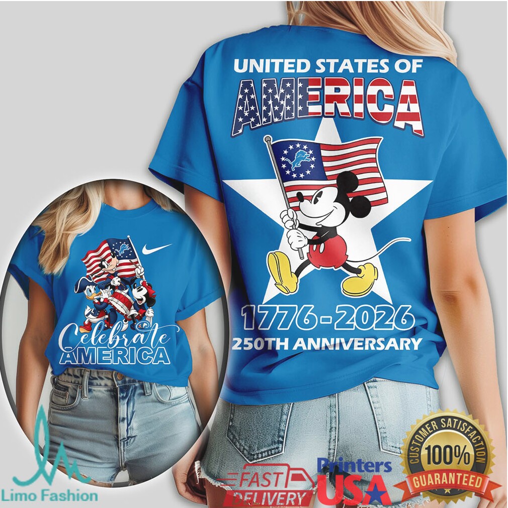 Mickey Mouse Detroit Lions 1776 2026 United States 250th Anniversary Shirt - Limotees LLC