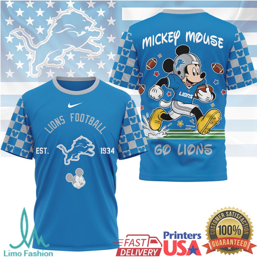 Mickey Mouse Detroit Lions Football Est 1934 Graphic T Shirt