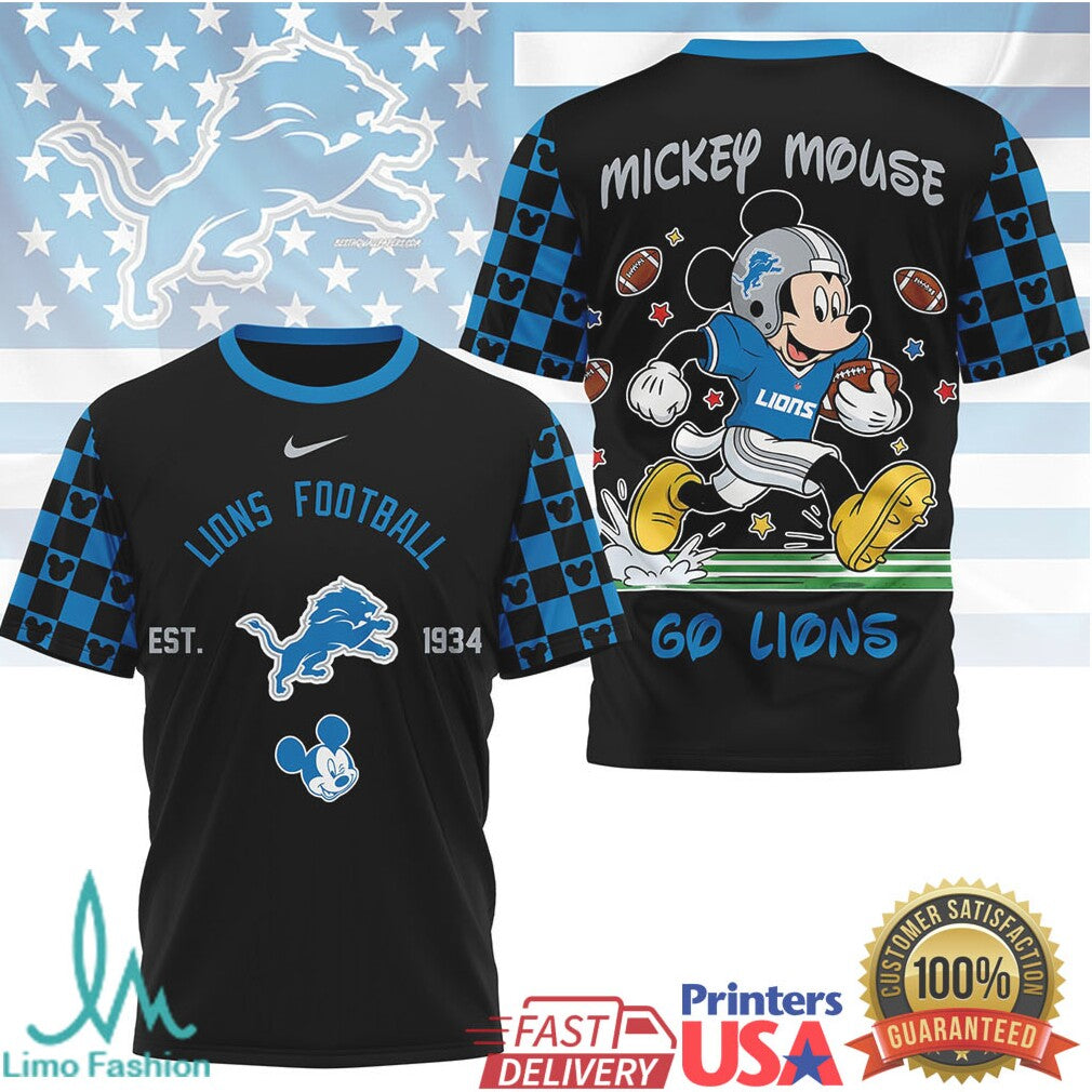 Mickey Mouse Detroit Lions Football Est 1934 Graphic T Shirt