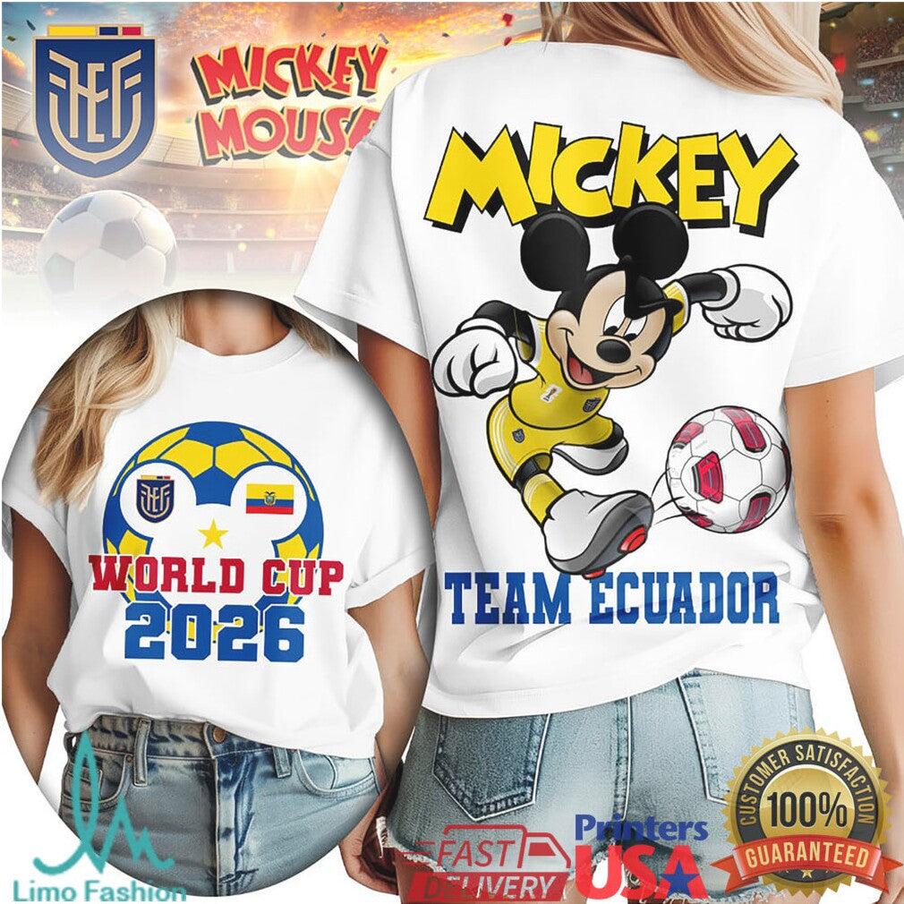 Mickey Mouse Ecuador Soccer Team World Cup 2026 T Shirt - Limotees LLC
