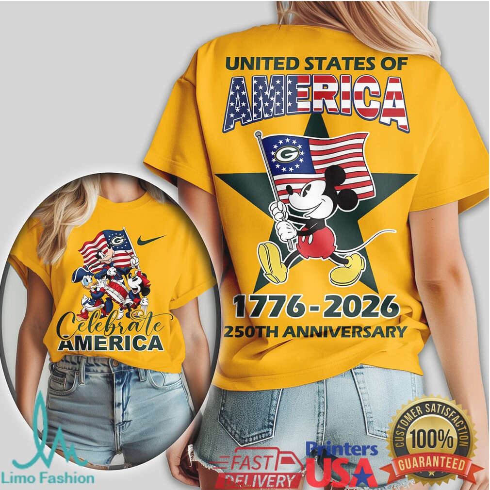 Mickey Mouse Green Bay Packers Celebrate America 250th Anniversary Shirt - Limotees LLC
