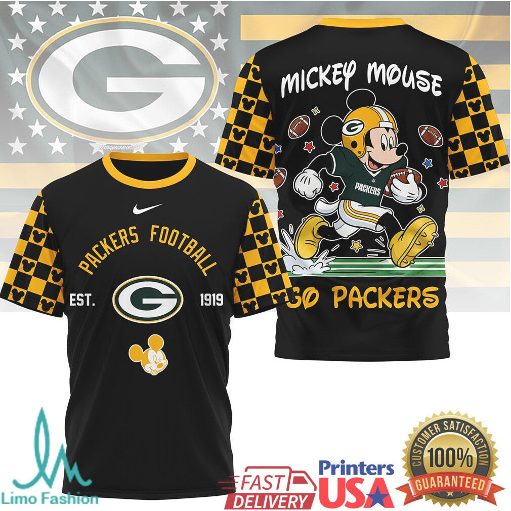 Mickey Mouse Green Bay Packers Disney x NFL Football Fan T Shirt - Limotees LLC
