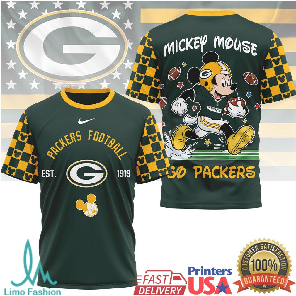 Mickey Mouse Green Bay Packers Disney x NFL Football Fan T Shirt - Limotees LLC