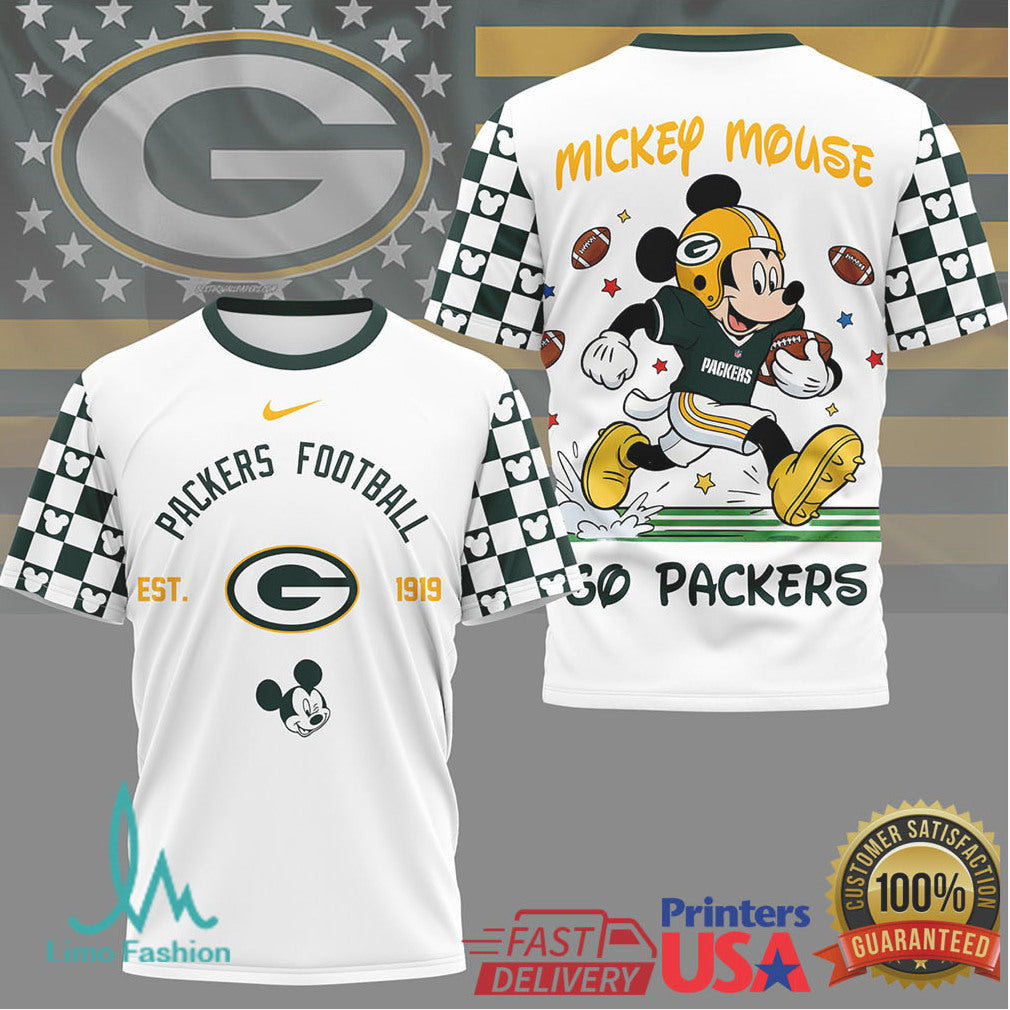 Mickey Mouse Green Bay Packers Disney x NFL Football Fan T Shirt - Limotees LLC
