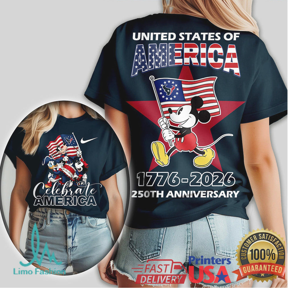 Mickey Mouse Houston Texans 1776 2026 United States 250th Anniversary Shirt - Limotees LLC