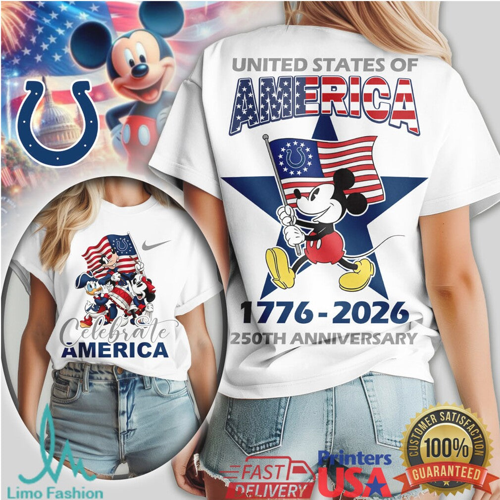 Mickey Mouse Indianapolis Colts Celebrate America 250th Anniversary Patriotic T Shirt - Limotees LLC