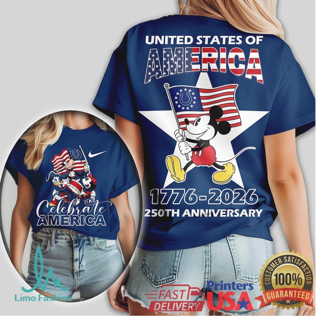 Mickey Mouse Indianapolis Colts Celebrate America 250th Anniversary Patriotic T Shirt - Limotees LLC