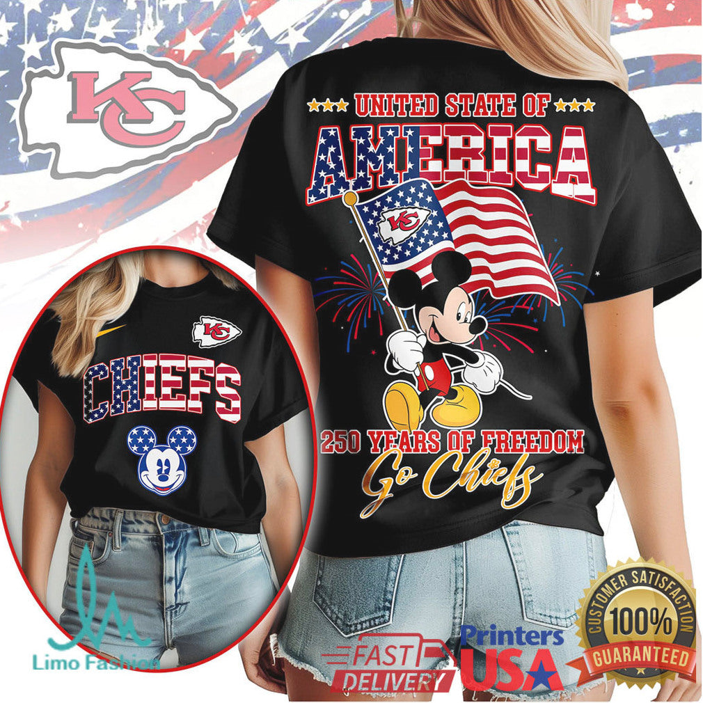 Mickey Mouse Kansas City Chiefs 250 Years of Freedom United State of America T Shirt