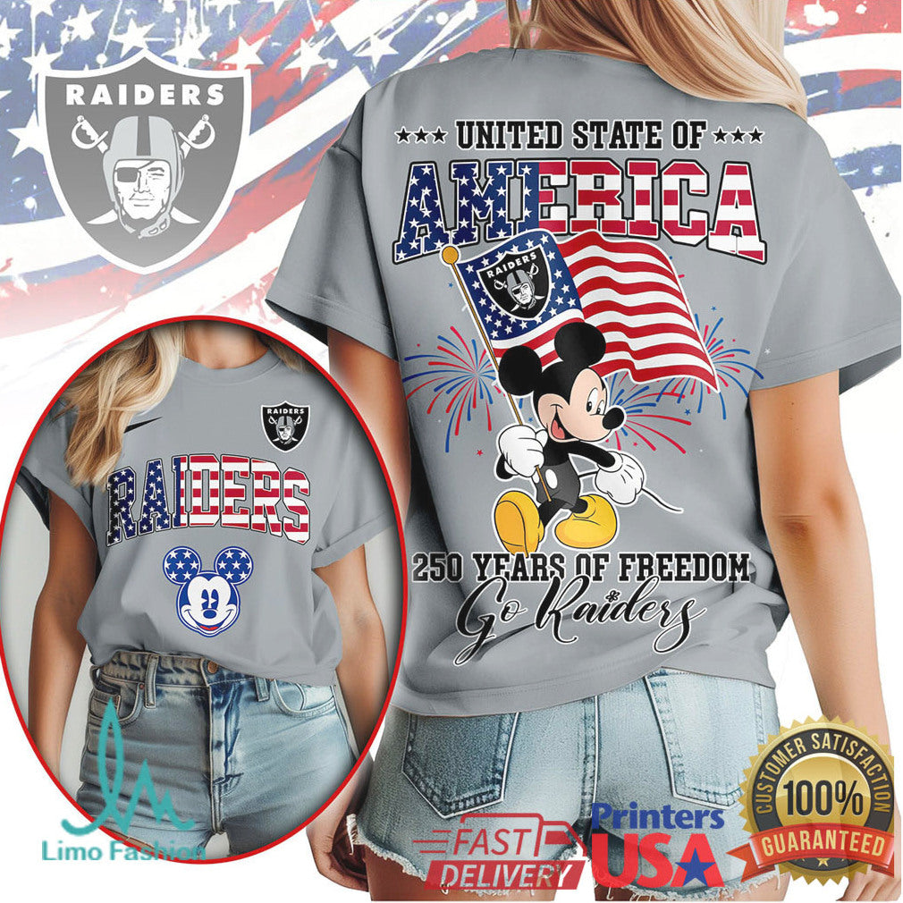Mickey Mouse Las Vegas Raiders 250 Years of Freedom United State of America T Shirt - Limotees LLC