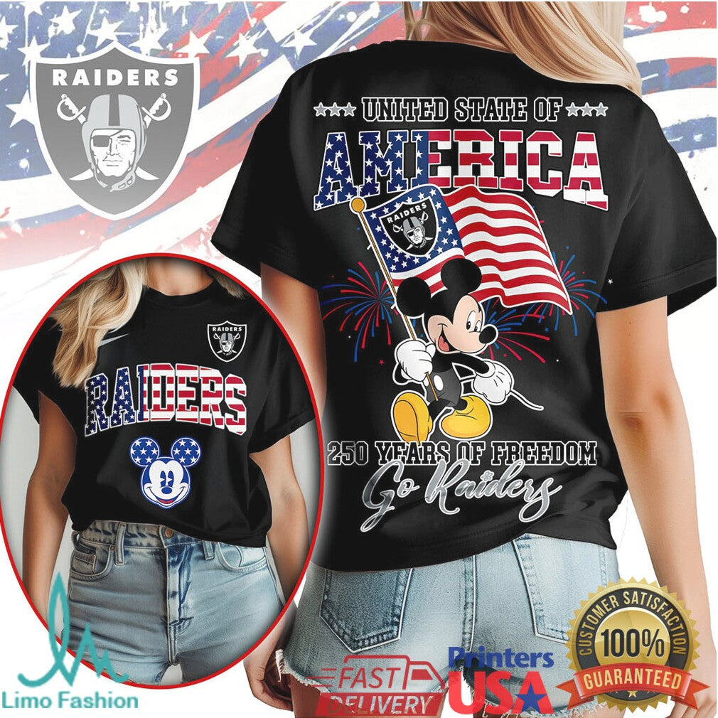 Mickey Mouse Las Vegas Raiders 250 Years of Freedom United State of America T Shirt - Limotees LLC