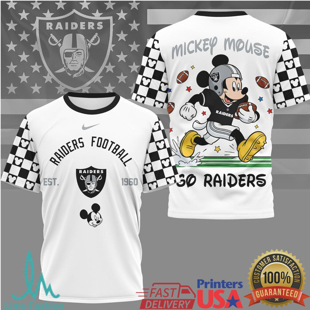 Mickey Mouse Las Vegas Raiders Football Est 1960 Graphic T Shirt - Limotees LLC