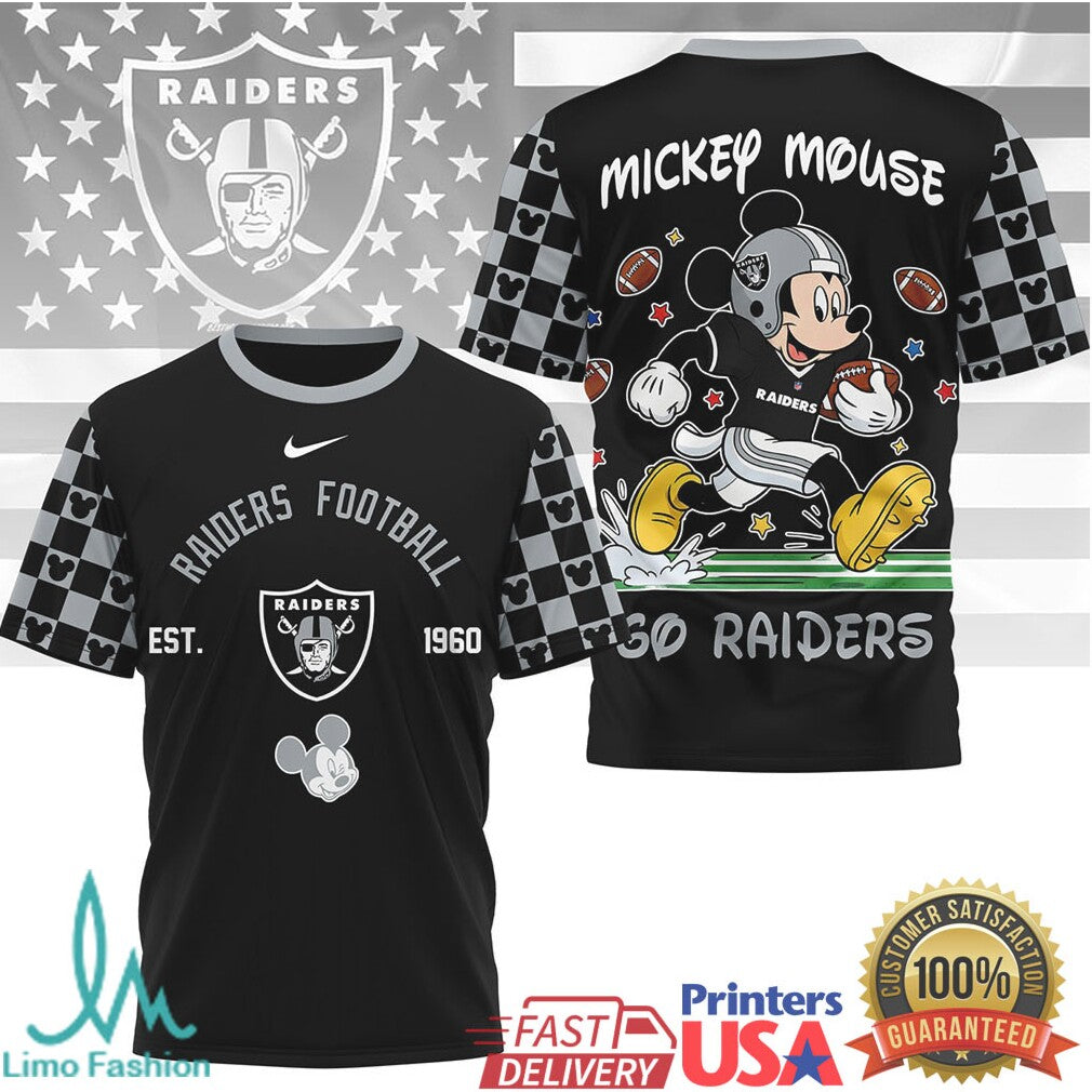 Mickey Mouse Las Vegas Raiders Football Est 1960 Graphic T Shirt - Limotees LLC