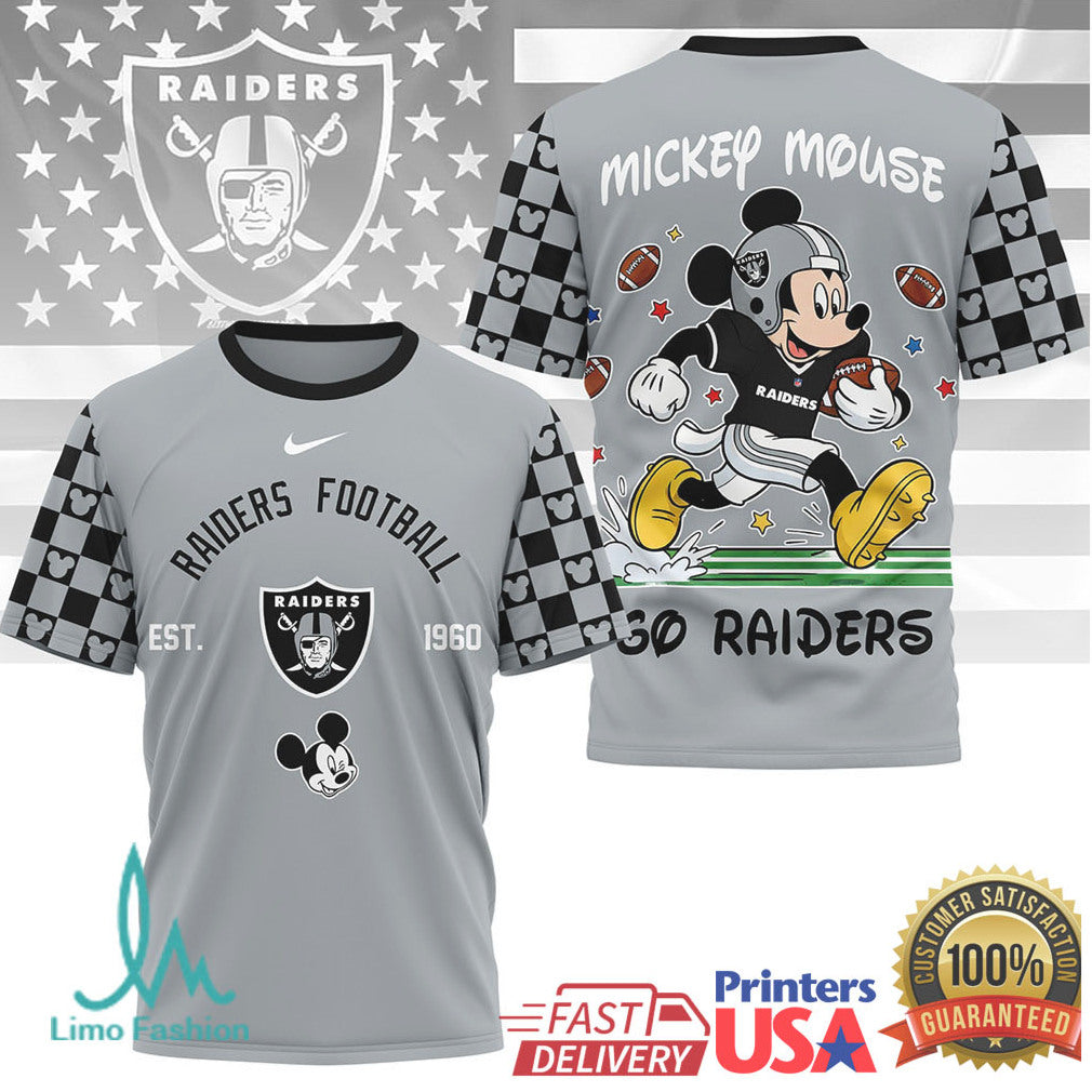 Mickey Mouse Las Vegas Raiders Football Est 1960 Graphic T Shirt - Limotees LLC