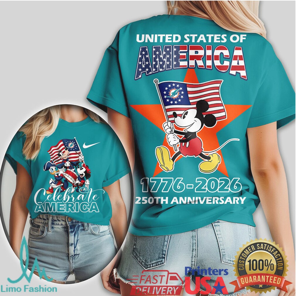 Mickey Mouse Miami Dolphins 250th Anniversary US Independence Day T Shirt - Limotees LLC