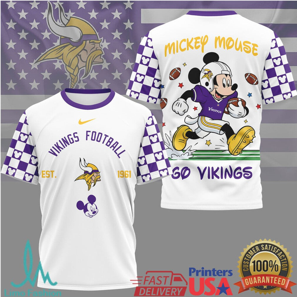 Mickey Mouse Minnesota Vikings Football Est 1961 Graphic T Shirt - Limotees LLC