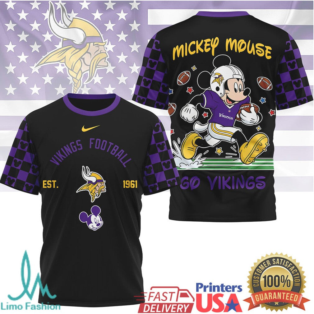 Mickey Mouse Minnesota Vikings Football Est 1961 Graphic T Shirt - Limotees LLC