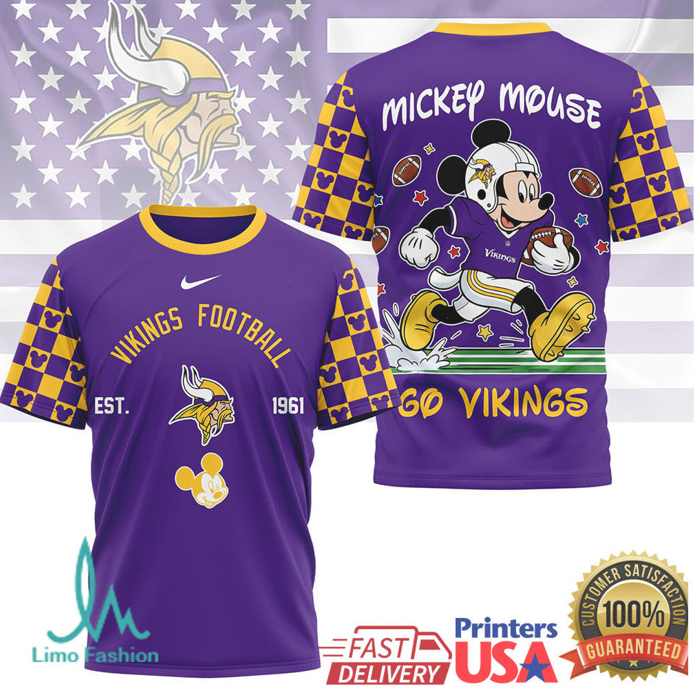 Mickey Mouse Minnesota Vikings Football Est 1961 Graphic T Shirt - Limotees LLC