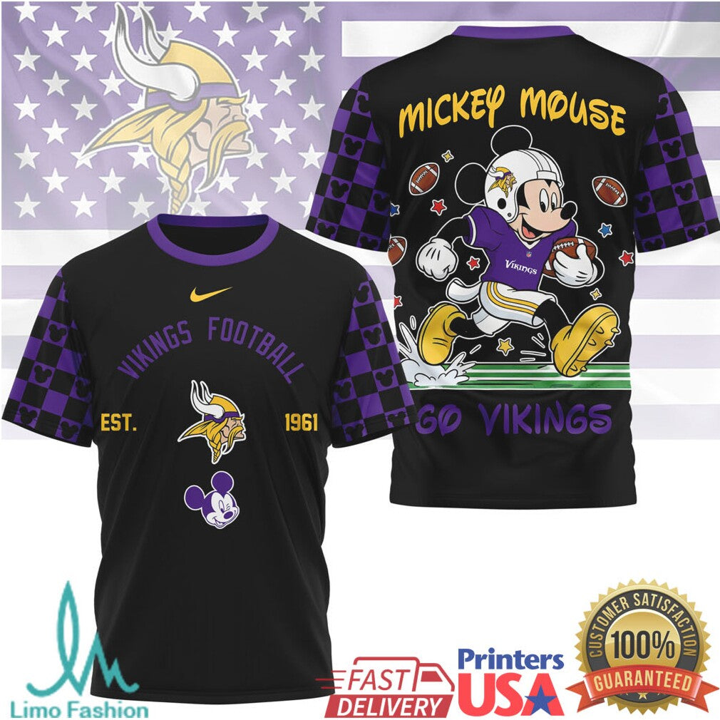 Mickey Mouse Minnesota Vikings Purple & Gold NFL Graphic T Shirt - Limotees LLC