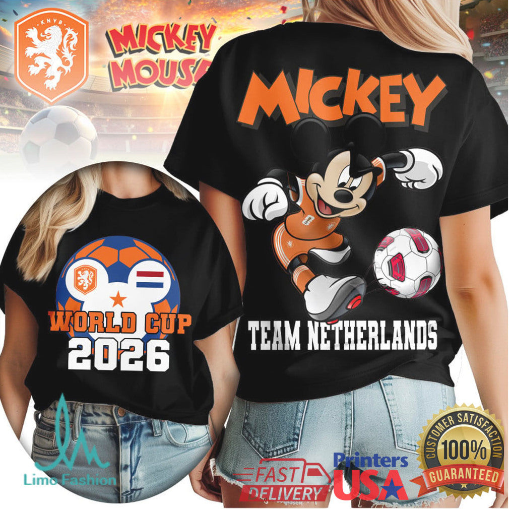 Mickey Mouse Netherlands Football World Cup 2026 Graphic T Shirt - Limotees LLC