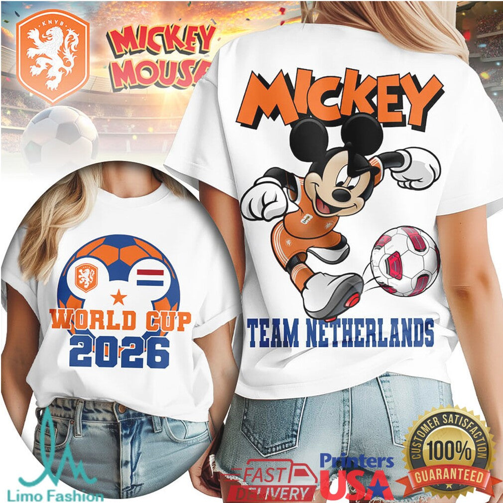 Mickey Mouse Netherlands Football World Cup 2026 Graphic T Shirt - Limotees LLC