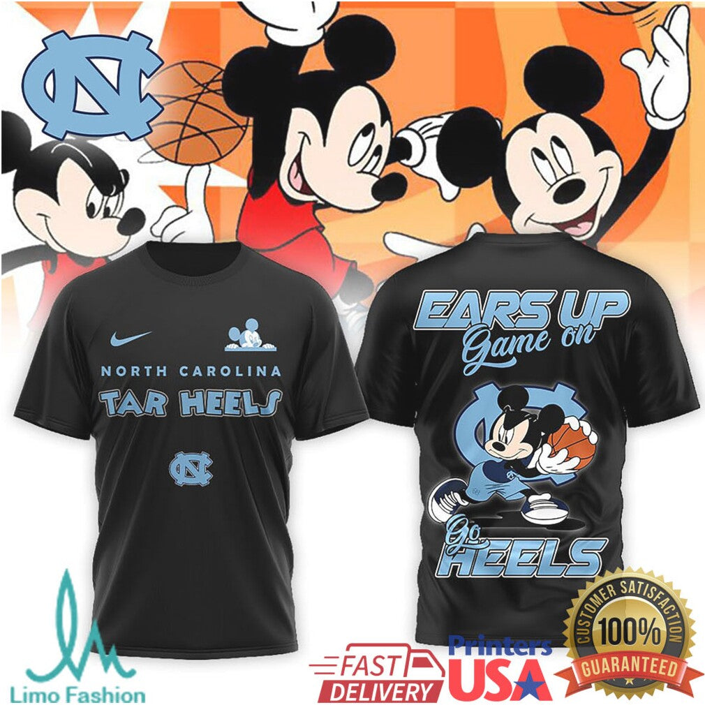Mickey Mouse North Carolina Tar Heels Basketball Ears Up Game On T Shirt - Limotees LLC