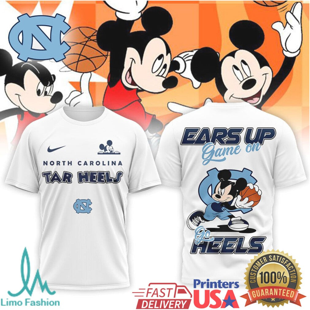 Mickey Mouse North Carolina Tar Heels Basketball Ears Up Game On T Shirt - Limotees LLC