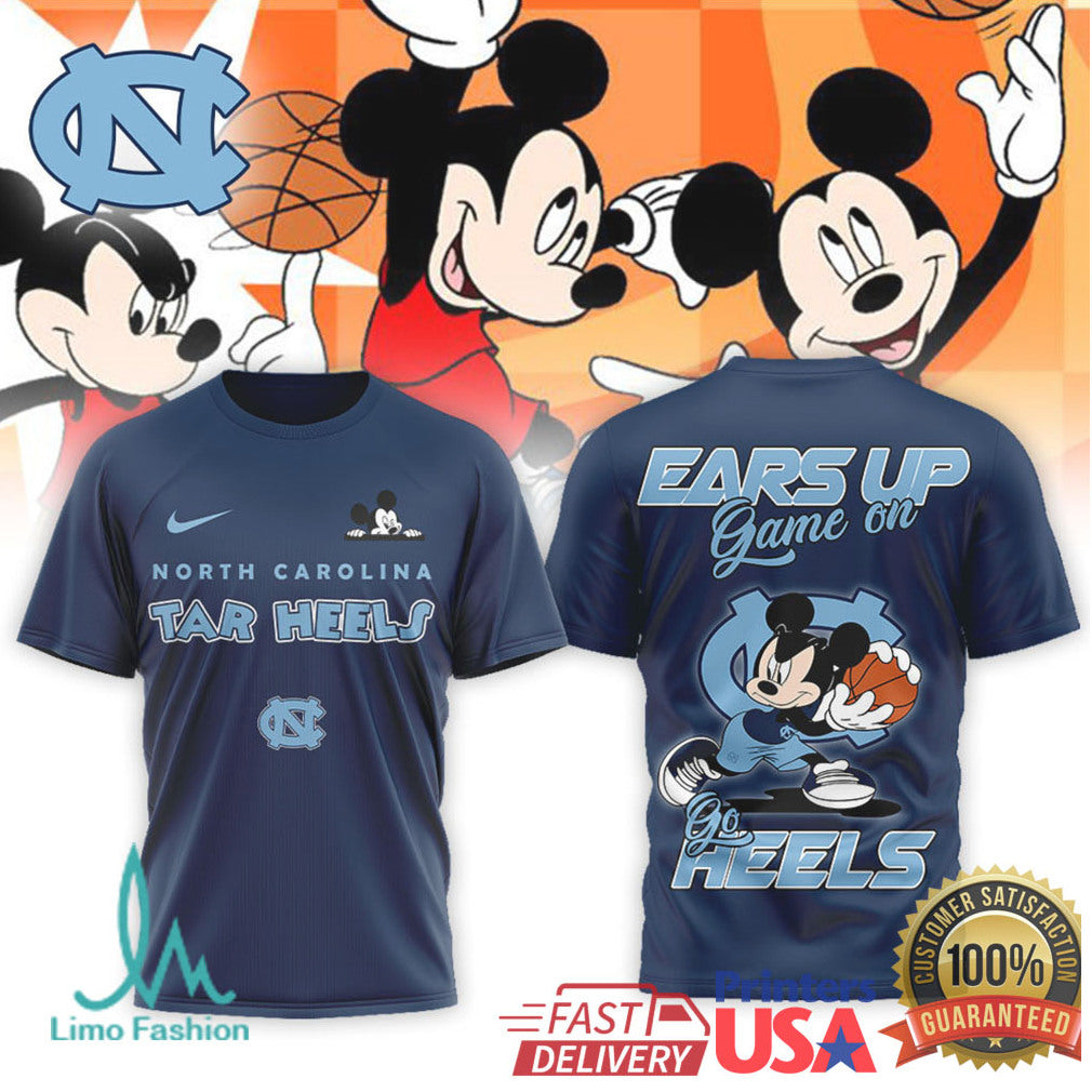 Mickey Mouse North Carolina Tar Heels Basketball Ears Up Game On T Shirt - Limotees LLC