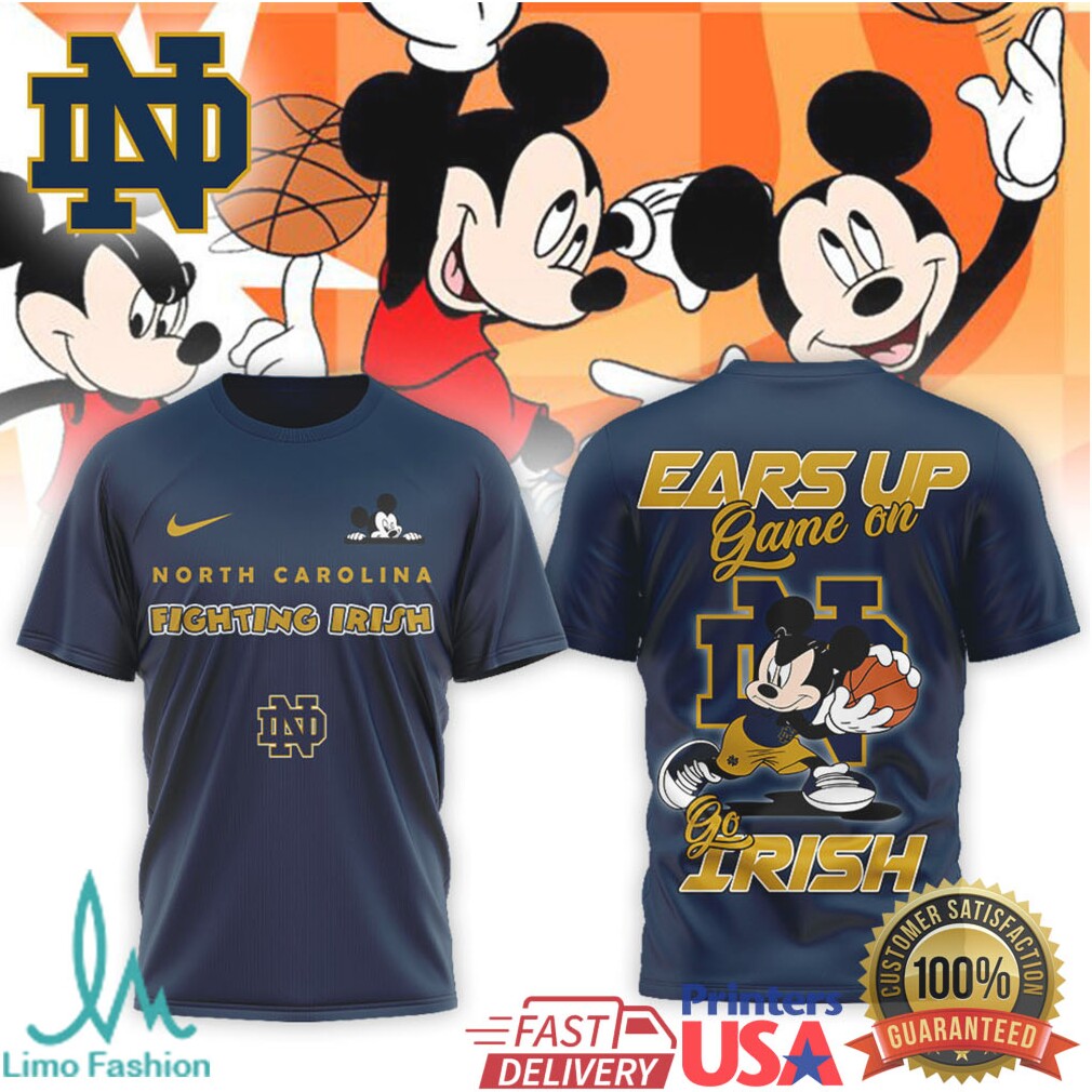 Mickey Mouse Notre Dame Fighting Irish Basketball Ears Up Game On T Shirt - Limotees LLC