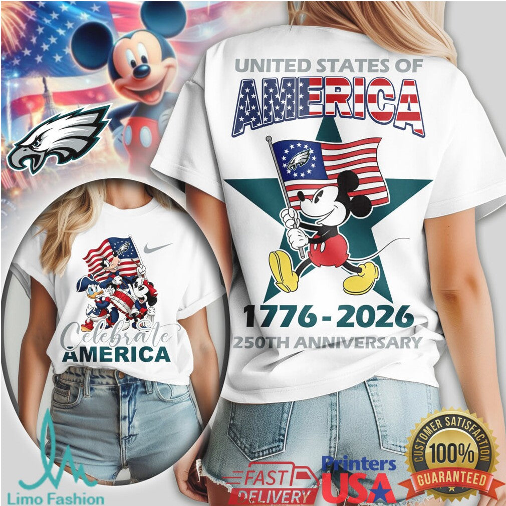 Mickey Mouse Philadelphia Eagles 1776 2026 Celebrate America 250th Shirt - Limotees LLC