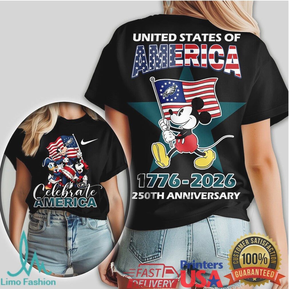 Mickey Mouse Philadelphia Eagles 1776 2026 Celebrate America 250th Shirt - Limotees LLC