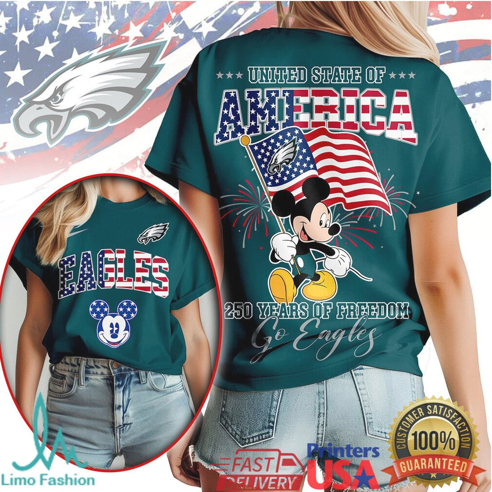 Mickey Mouse Philadelphia Eagles 250 Years Of Freedom USA Patriotic T Shirt - Limotees LLC