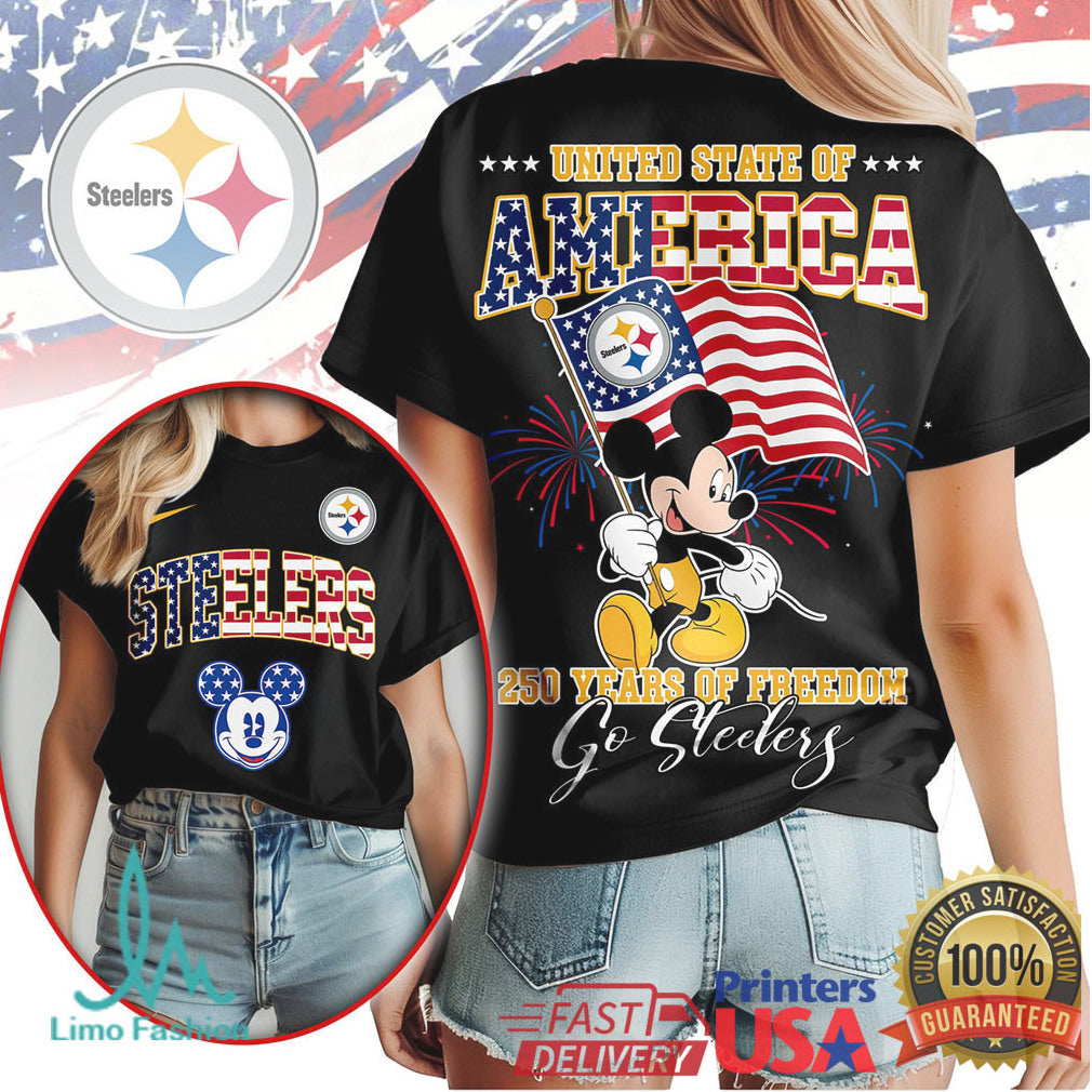Mickey Mouse Pittsburgh ST Shirtlers 250 Years of Freedom United State of America T Shirt - Limotees LLC