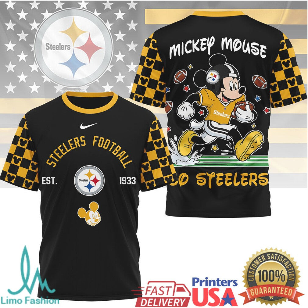 Mickey Mouse Pittsburgh ST Shirtlers Football Est 1933 Yellow Graphic T Shirt - Limotees LLC