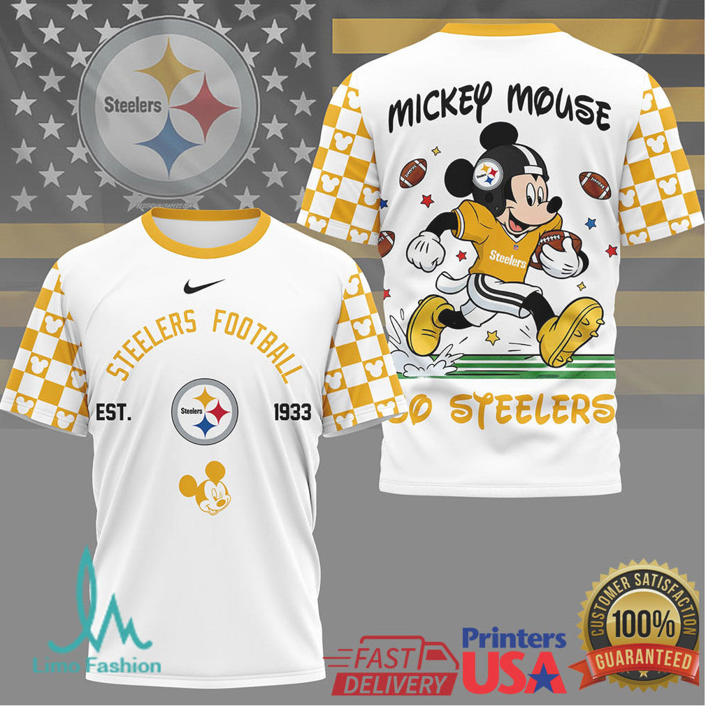Mickey Mouse Pittsburgh ST Shirtlers Football Est 1933 Yellow Graphic T Shirt - Limotees LLC