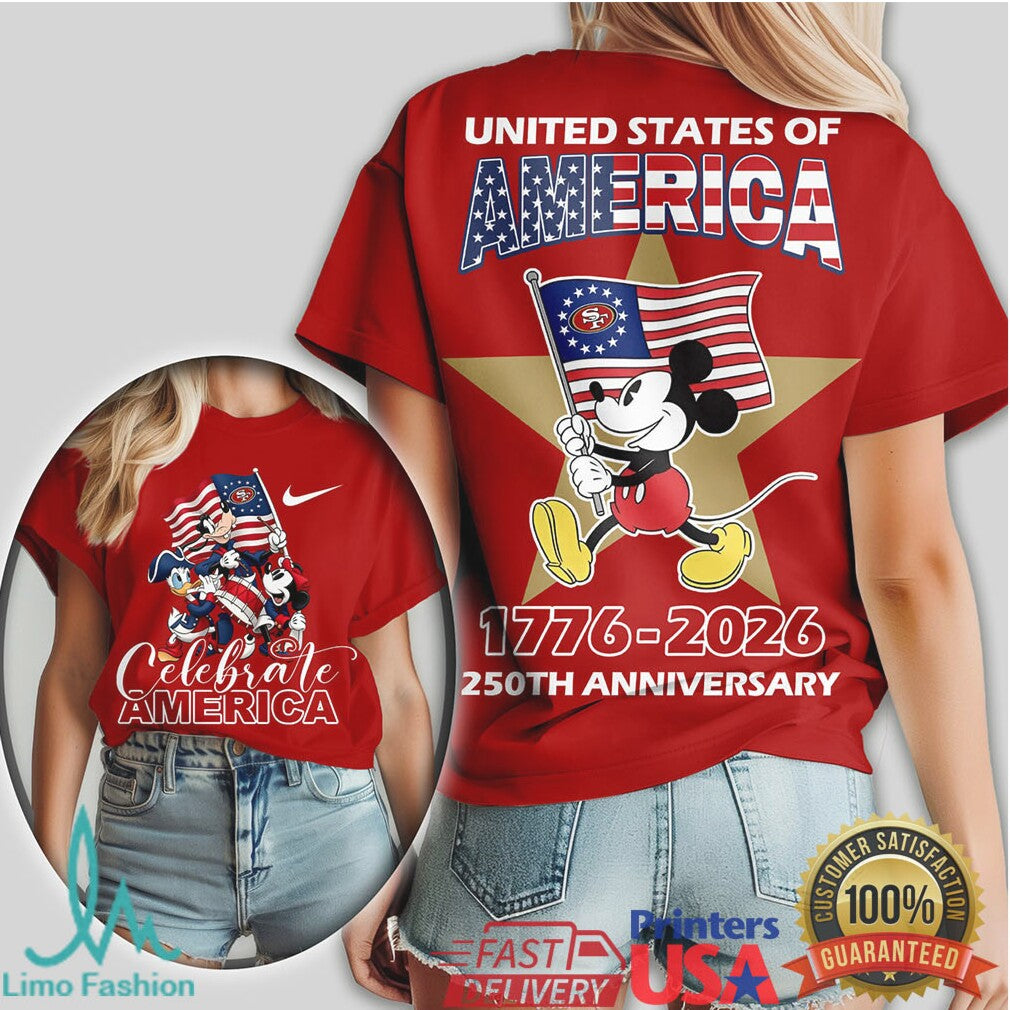 Mickey Mouse San Francisco 49ers Celebrate America 1776 2026 250th Anniversary T Shirt - Limotees LLC