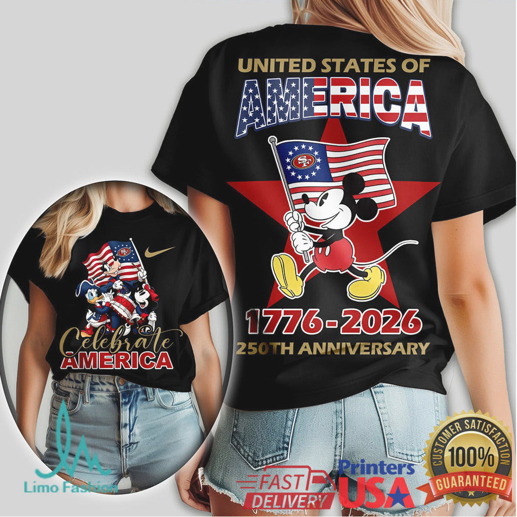 Mickey Mouse San Francisco 49ers Celebrate America 1776 2026 250th Anniversary T Shirt - Limotees LLC