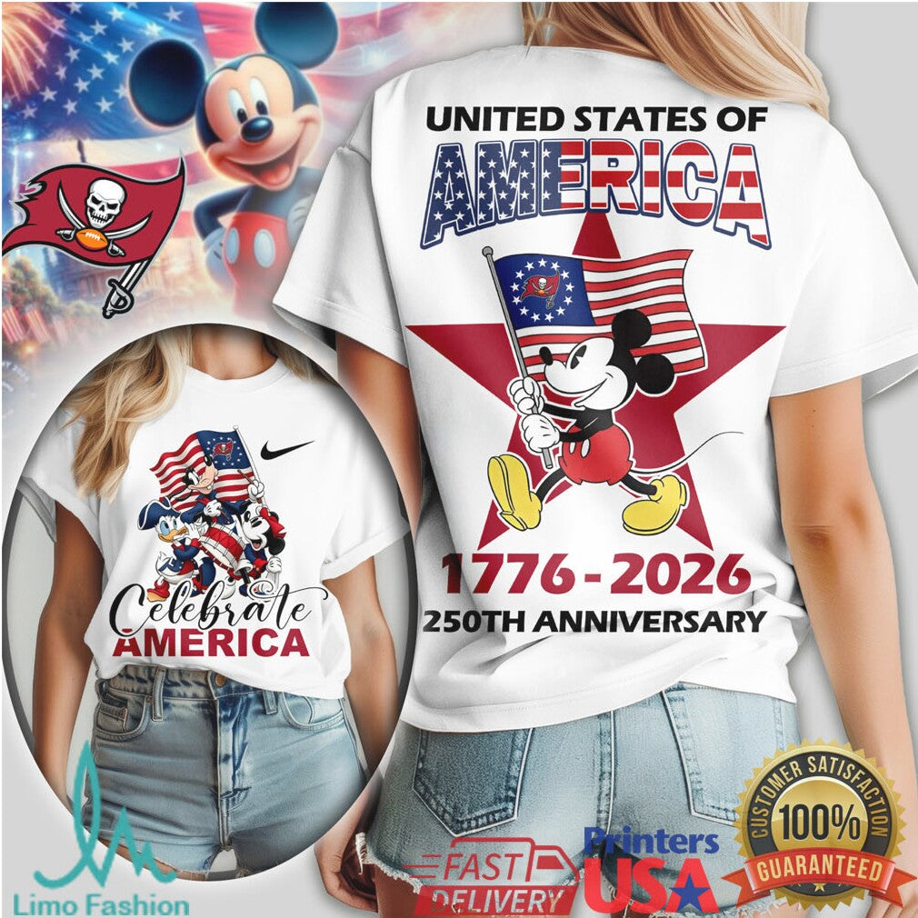 Mickey Mouse Tampa Bay Buccaneers 250th Anniversary Celebrate America T Shirt - Limotees LLC