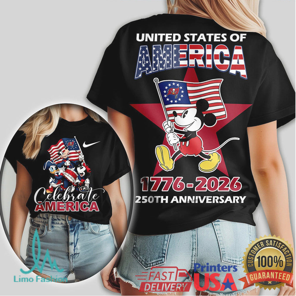 Mickey Mouse Tampa Bay Buccaneers 250th Anniversary Celebrate America T Shirt - Limotees LLC