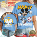 Mickey Mouse Team Argentina Soccer World Cup 2026 Fan T Shirt - Limotees LLC