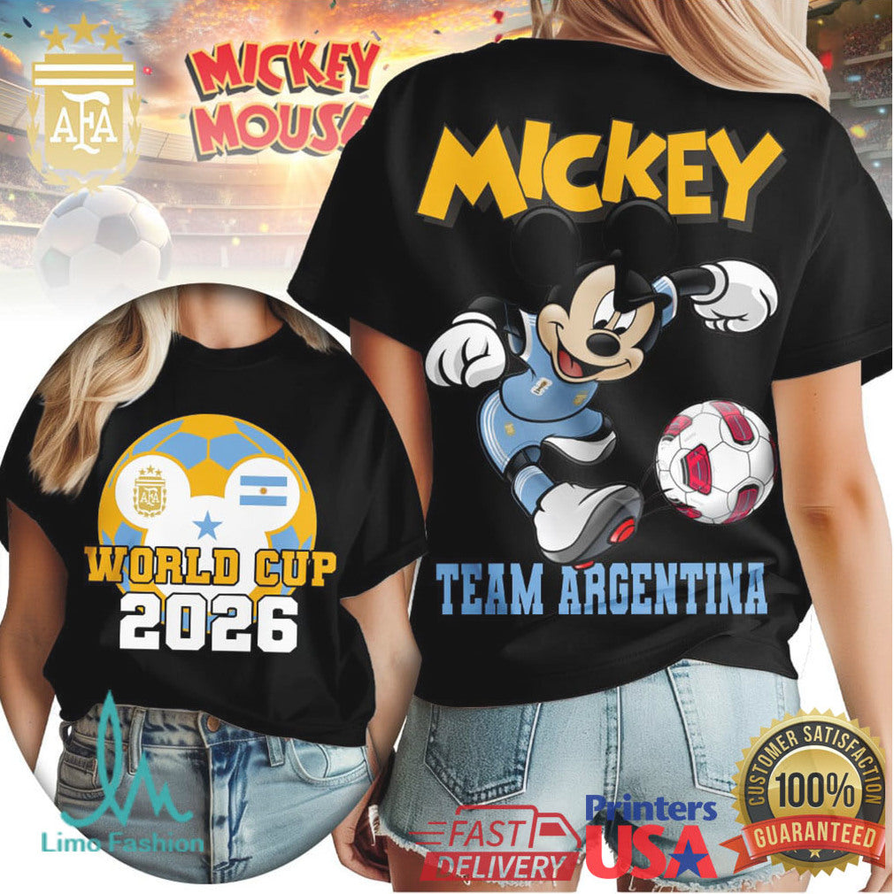 Mickey Mouse Team Argentina Soccer World Cup 2026 Fan T Shirt - Limotees LLC